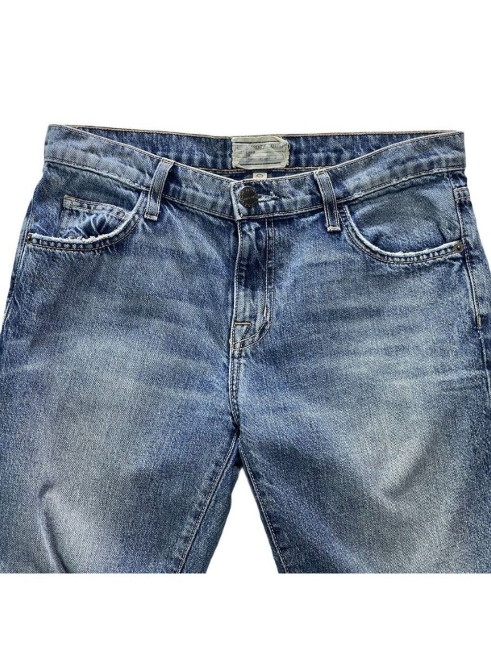 Current Elliott Womens Distressed Raw Hem Crop Jeans Size M Blue Denim - Picture 9 of 10